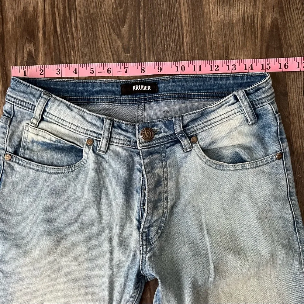 Kruder Bleach Light Wash Button Fly Jeans